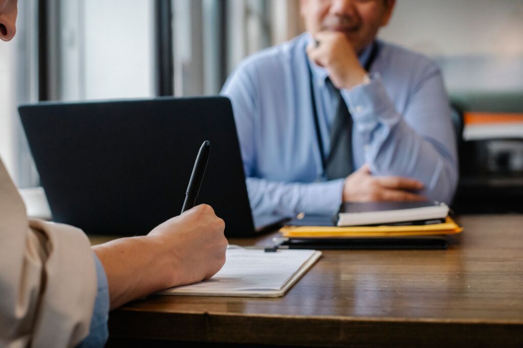 Legal recruiter reviewing job listings